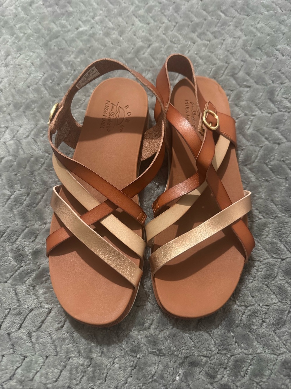 Women’s Bob’s Strappy Slingback Sandals in Brown & Metallic